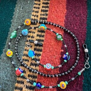 ❤️ Murano type Lamp Glass Bead Eye Glass / Glasses Spectacle Holder Necklace